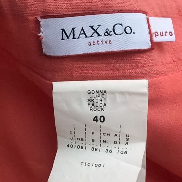 Maxmara Max &Co 💯 Linen Coral  Knee Length Skirt M US6 - Picture 5 of 11